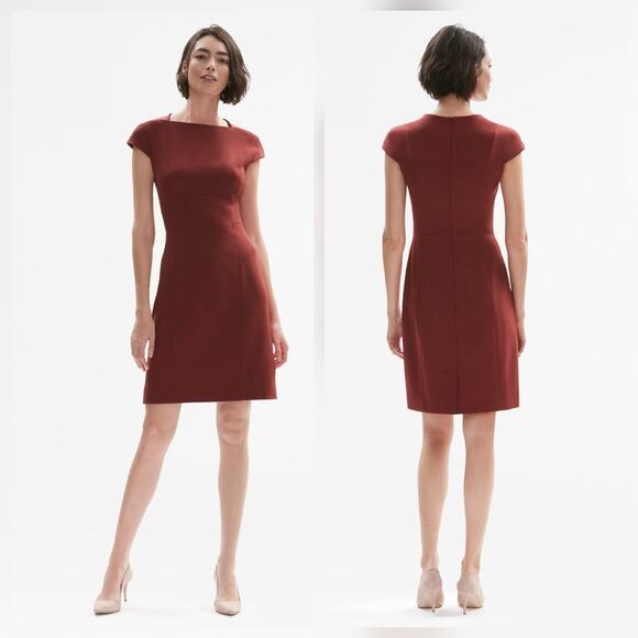 MM Lafleur Dresses & Skirts - MM Lafleur Ashley Dress Red Size 8 Square Boat Neck Tailored Sheath Work Office